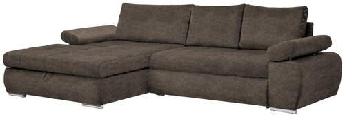 ECKSOFA Graubraun Flachgewebe  - Chromfarben/Graubraun, Design, Kunststoff/Textil (173/294cm) - Carryhome