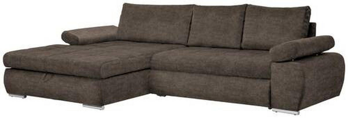ECKSOFA in Flachgewebe Graubraun  - Chromfarben/Weiss, Design, Kunststoff/Textil (173/294cm) - Carryhome