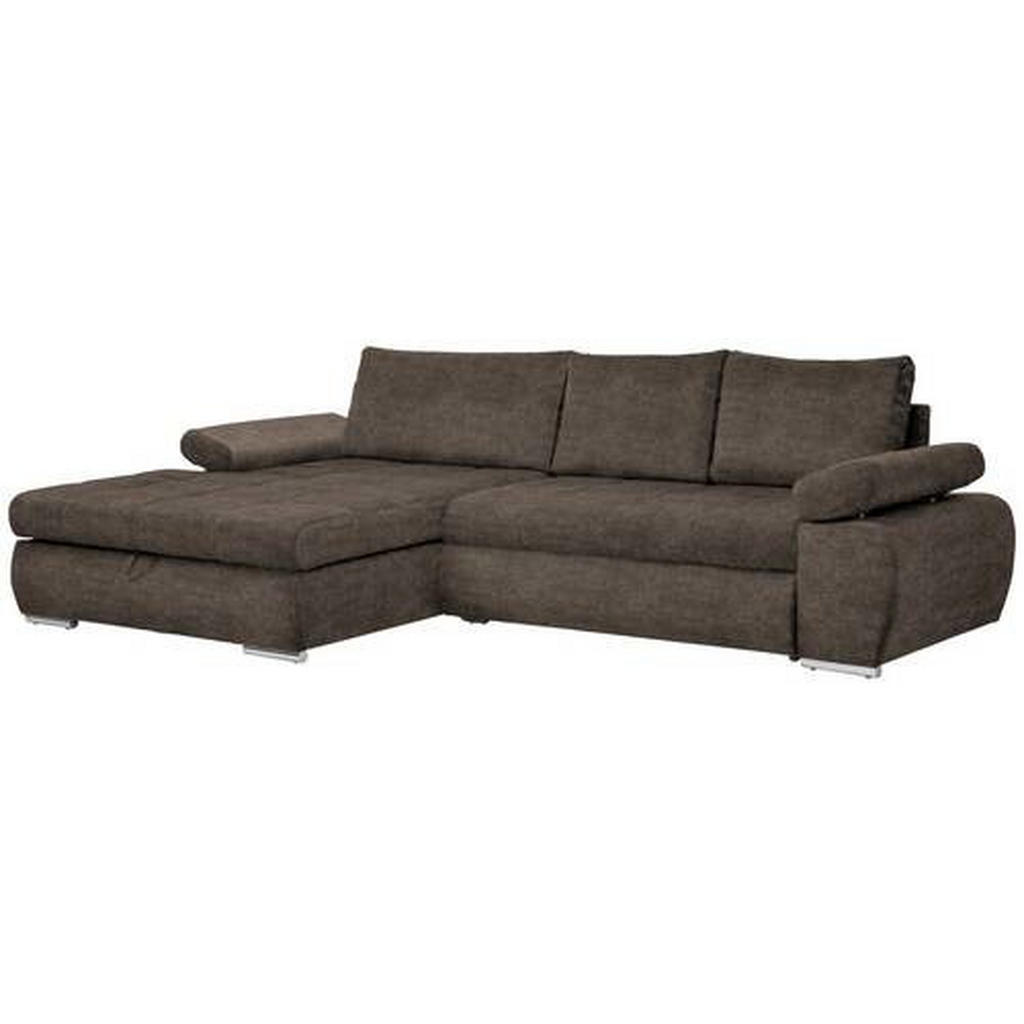 Thumbnail - Carryhome Ecksofa, Graubraun, Textil, Uni, 4-Sitzer, Füllung: Schaumstoff, Ottomane links, L-Form, 294x173 cm, Stoffausw...