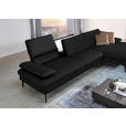 ECKSOFA in Echtleder Schwarz  - Schwarz, Design, Leder/Metall (325/157cm) - Dieter Knoll