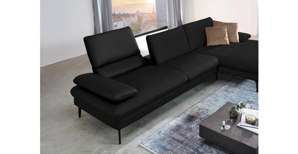 ECKSOFA in Echtleder Schwarz  - Schwarz, Design, Leder/Metall (325/157cm) - Dieter Knoll