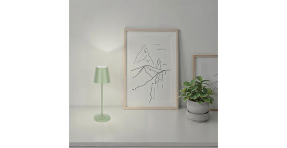 AKKU-TISCHLEUCHTE Denver 11/35 cm  - Grün, Trend, Metall (11/35cm) - Novel