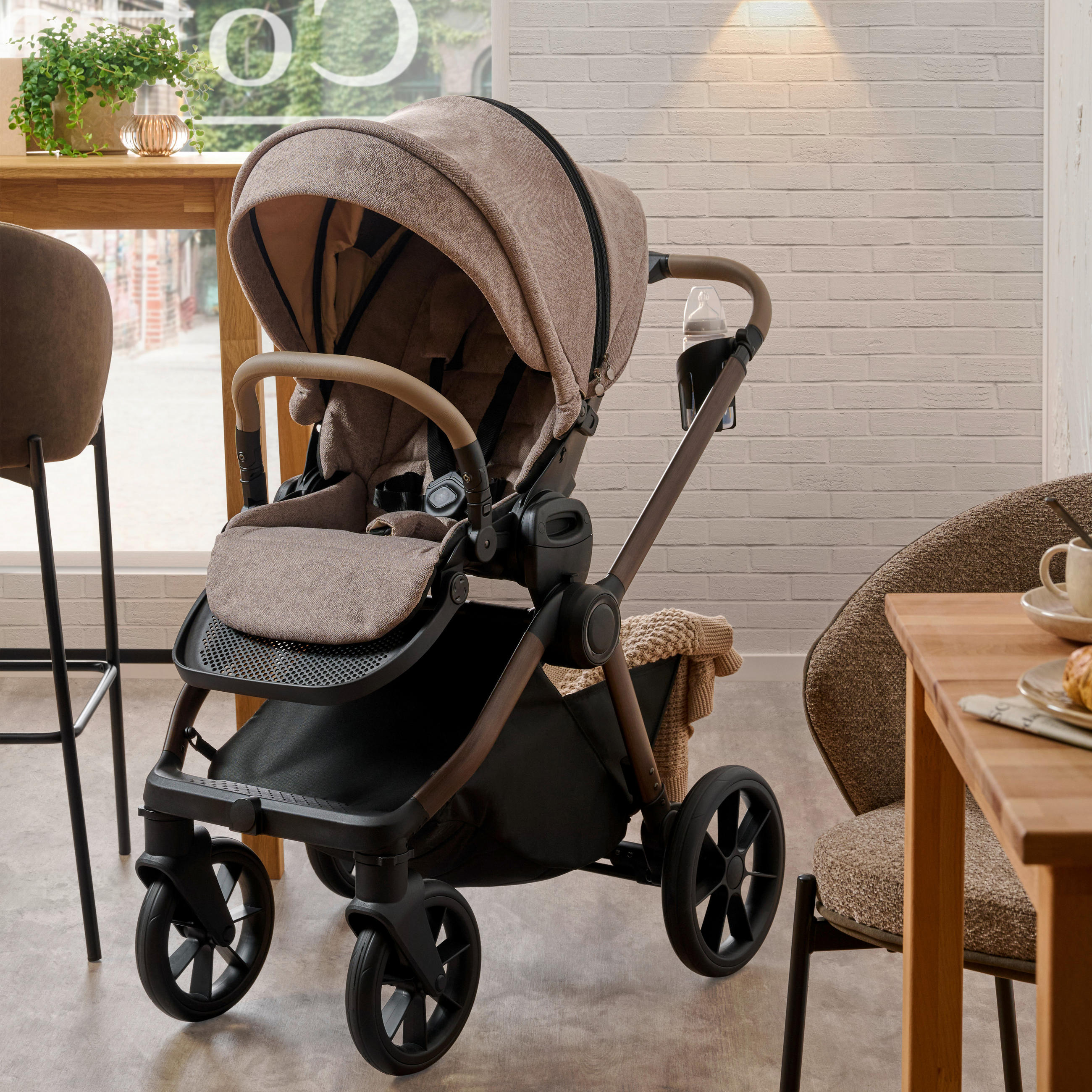 KINDERWAGENSET Facetty  - Beige/Braun, Design, Textil/Metall (104,5/62/94cm) - Jimmylee