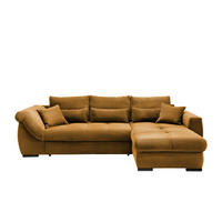 ECKSOFA 302/188 cm  in Cord Goldfarben Zierkissen, Rückenkissen, Nierenkissen, Bettkasten  302/188 cm  - Goldfarben/Schwarz, MODERN, Textil/Metall (302/188cm) - MID.YOU