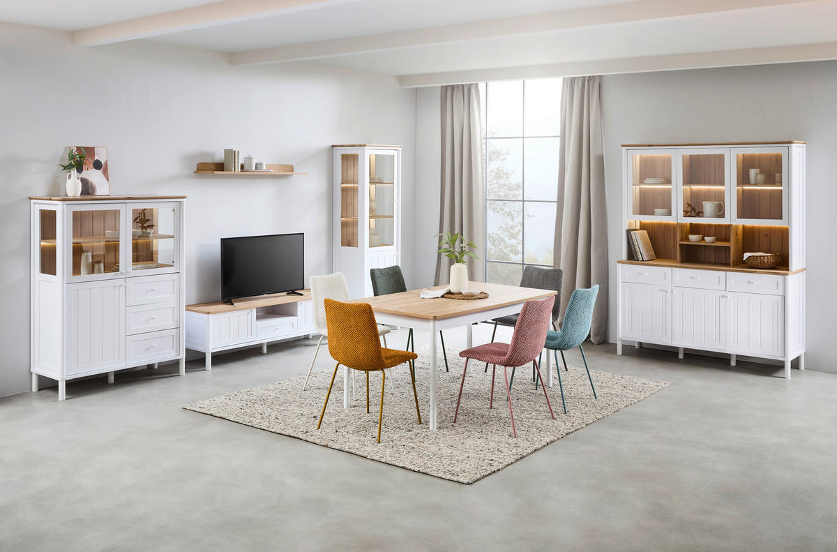 STUHL Webstoff Weiß  - Weiß, Design, Textil/Metall (45/86,5/57cm) - home24