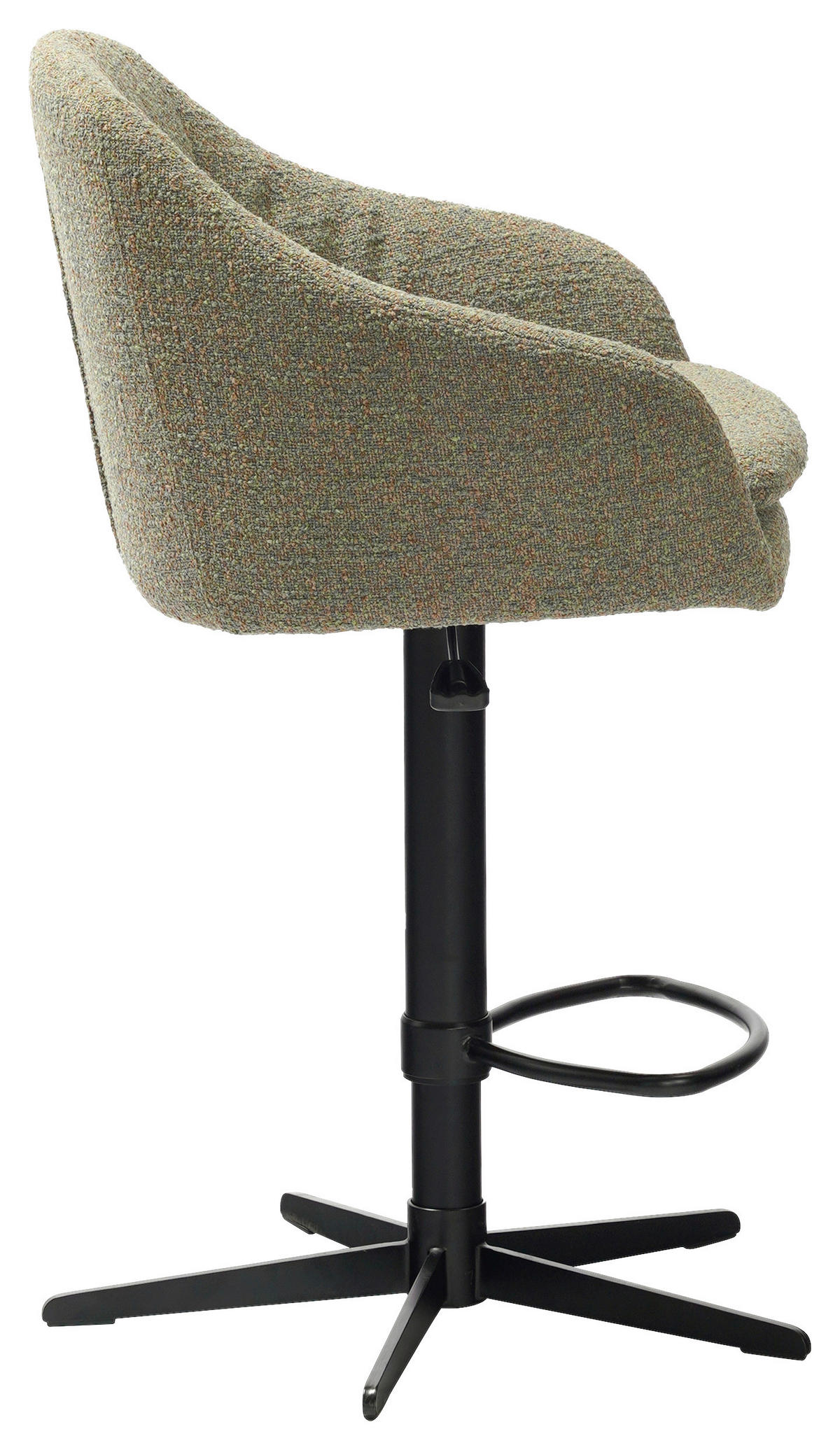 BARHOCKER Webstoff Grün, Schwarz Eisen Sitzfläche 360° drehbar, inklusive Armlehnen  - Schwarz/Grün, Design, Textil/Metall (54,5/88-108/53,5cm) - Cassando