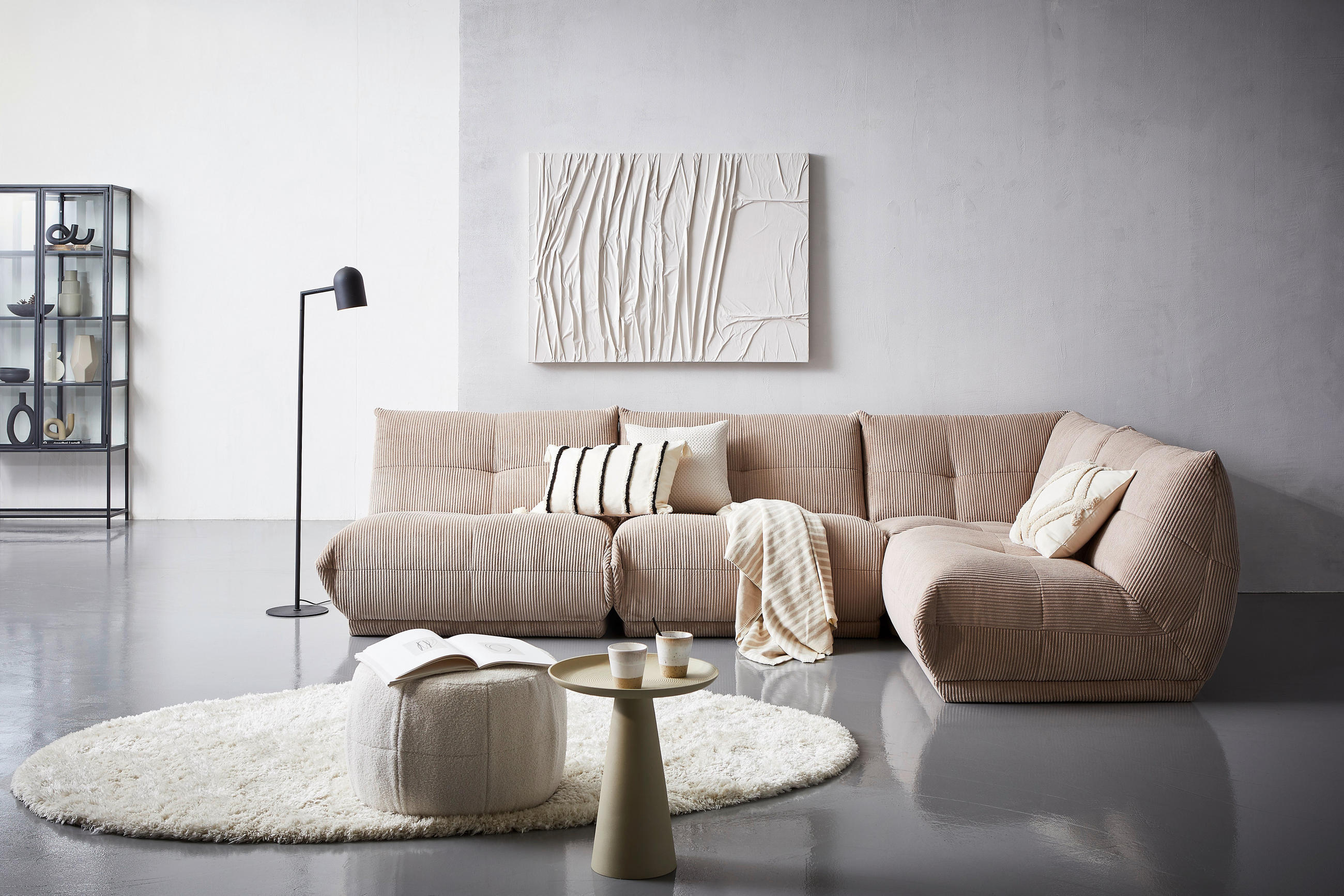 ECKSOFA in Cord Taupe - Taupe, Trend, Textil (315/210cm) - Livetastic