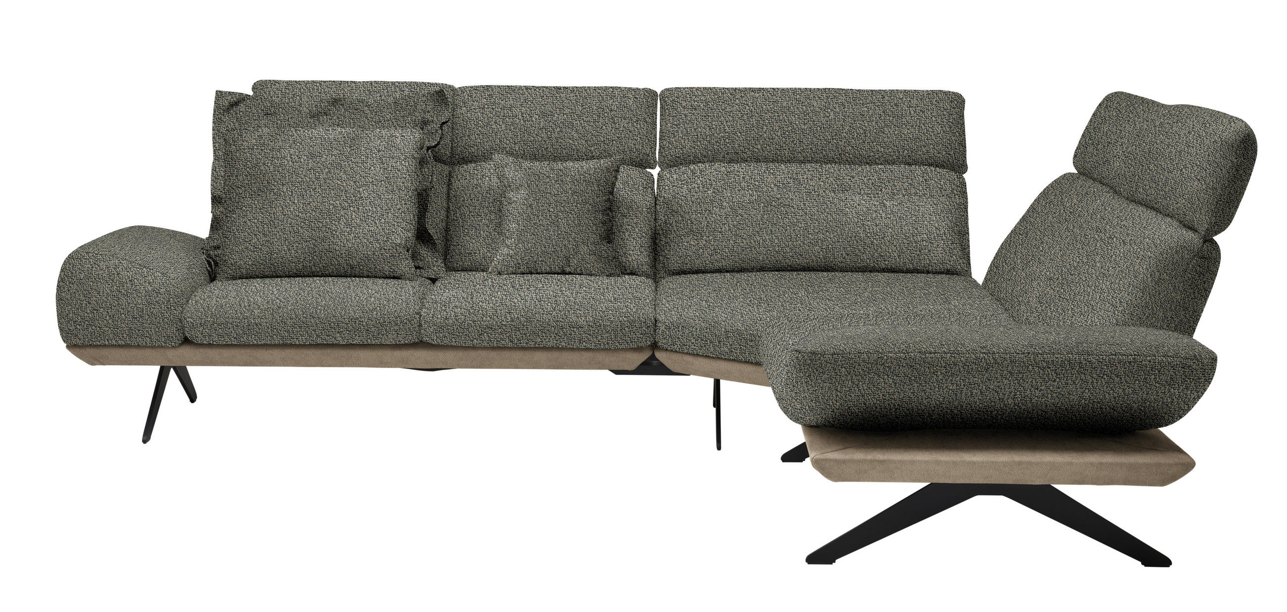 ECKSOFA in Flachgewebe Graubraun  - Graubraun/Schwarz, Design, Textil/Metall (270/239cm) - Koinor