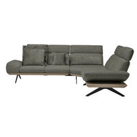 ECKSOFA in Flachgewebe Graubraun  - Graubraun/Schwarz, Design, Textil/Metall (270/239cm) - Koinor