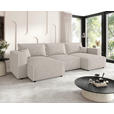 WOHNLANDSCHAFT Creme Cord  - Creme/Schwarz, MODERN, Kunststoff/Textil (153/350/153cm) - Xora