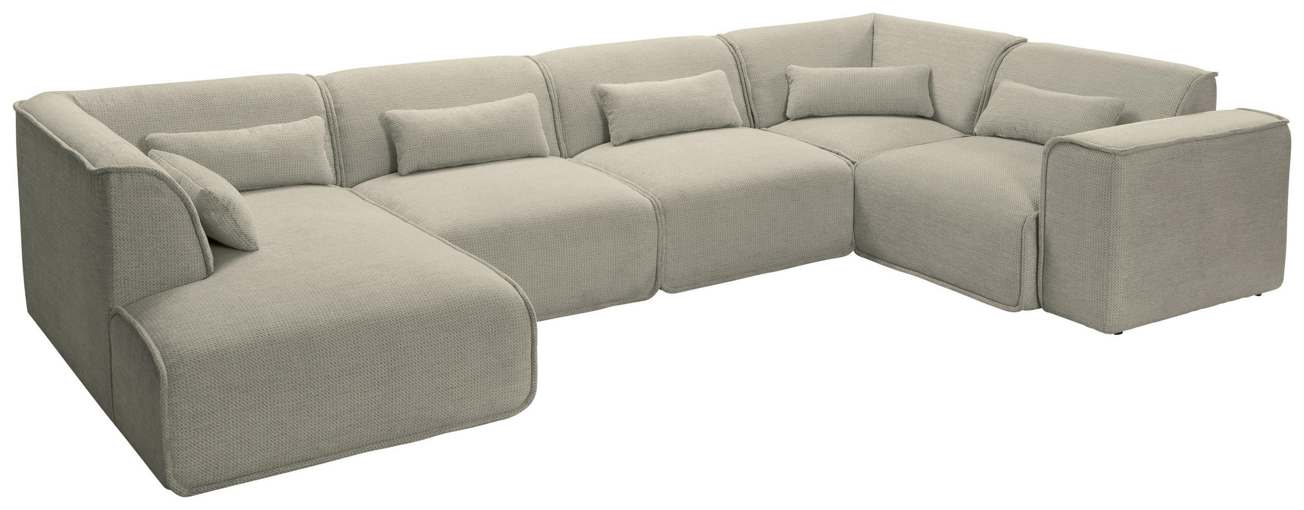 WOHNLANDSCHAFT Flachgewebe Grau  - Schwarz/Grau, Design, Kunststoff/Textil (165/368/211cm) - Lomoco