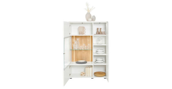 HIGHBOARD Weiß, Eichefarben 95/139,6/42 cm - Eichefarben/Anthrazit, Design, Glas/Holz (95/139,6/42cm) - Novel