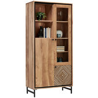 VITRINE Schwarz, Akaziefarben  90/190/42 cm  - Schwarz/Akaziefarben, Design, Glas/Holz (90/190/42cm) - Ambia Home