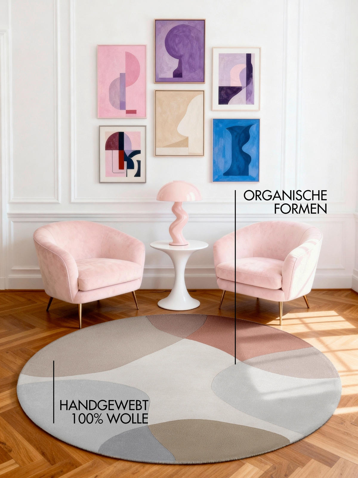 WOLLTEPPICH 160 cm Hackney Creme, Multicolor, Pastellblau Blatt  - Pastellblau/Multicolor, Basics, Textil (160cm) - Ted Baker