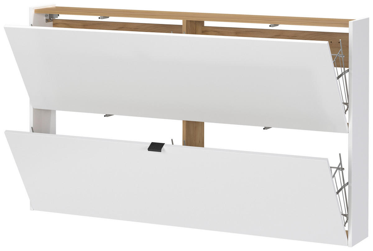 SCHUHKIPPER GW-Ameca  in 140/83/18 cm  - Weiss/Eichefarben, Design, Holzwerkstoff/Metall (140/83/18cm)