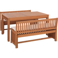 Mobilier Terasă Și Lounge 10 piese  - alb/culoare natur, Lifestyle, lemn/textil - Ambia Garden