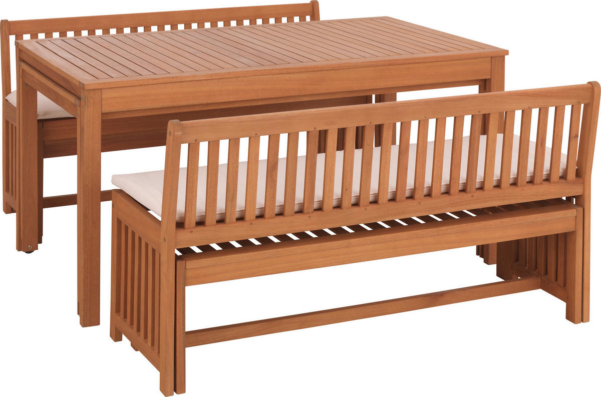 Mobilier Terasă Și Lounge 10 piese  - alb/culoare natur, Lifestyle, lemn/textil - Ambia Garden