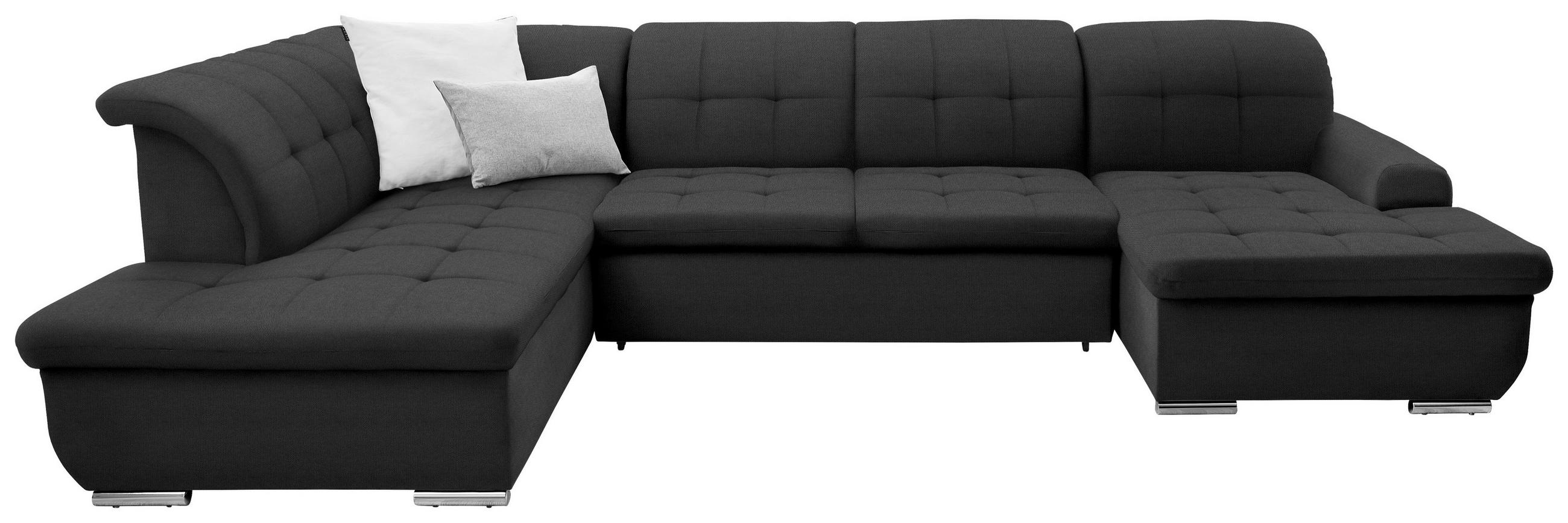 WOHNLANDSCHAFT in Flachgewebe Graubraun  - Graubraun/Silberfarben, Design, Textil/Metall (208/342/145cm) - Cantus