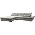 ECKSOFA  in Flachgewebe Hellgrau  204/341 cm  - Hellgrau/Schwarz, Design, Textil/Metall (204/341cm) - Xora