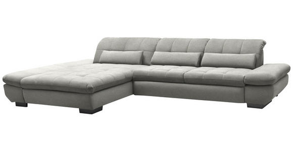 ECKSOFA  in Flachgewebe Hellgrau  204/341 cm  - Hellgrau/Schwarz, Design, Textil/Metall (204/341cm) - Xora