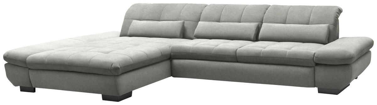 ECKSOFA Flachgewebe Hellgrau  - Hellgrau/Schwarz, Design, Textil/Metall (204/341cm) - Xora