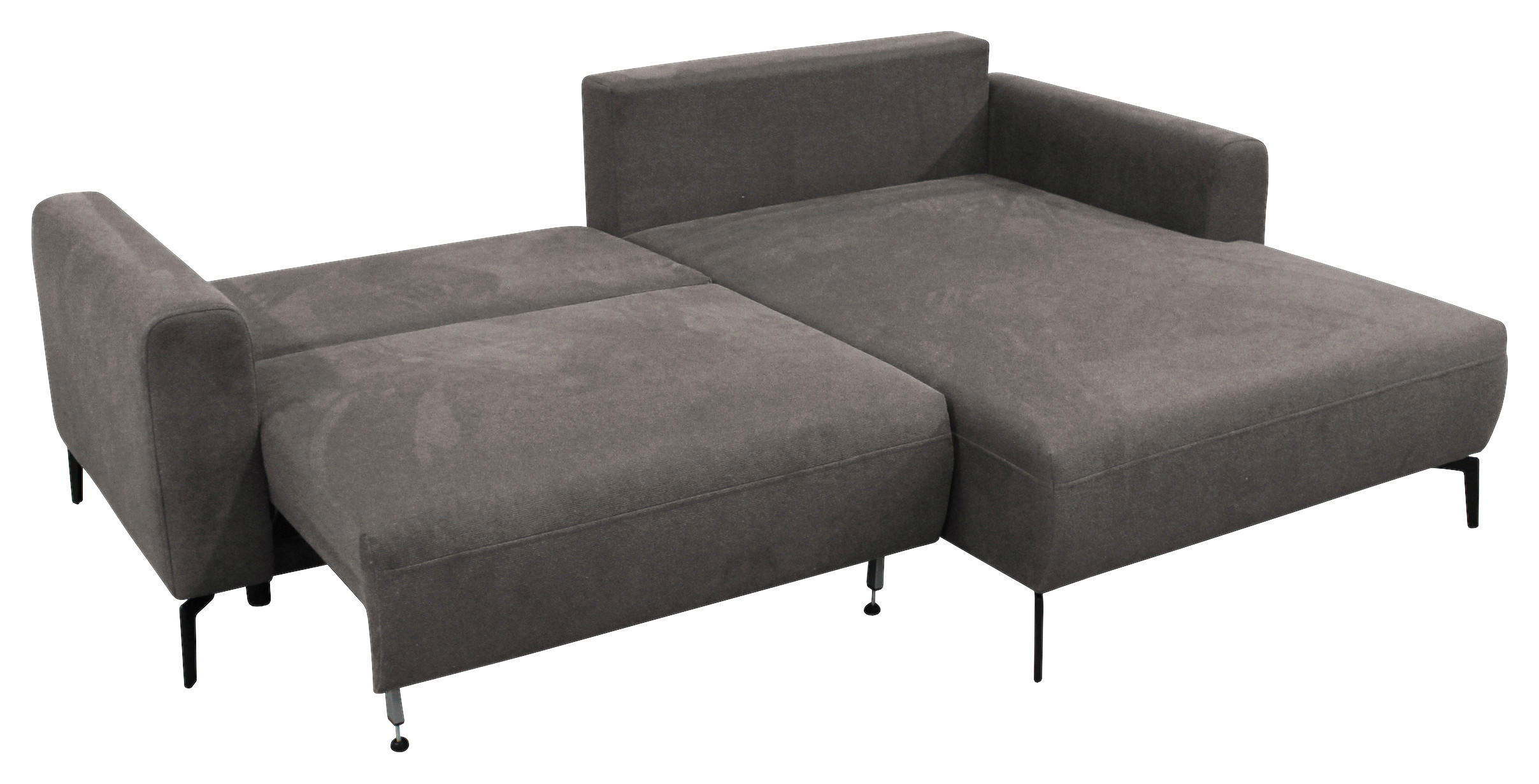 ECKSOFA in Flachgewebe Braun  240/163 cm  - Schwarz/Braun, Design, Textil/Metall (240/163cm) - MID.YOU