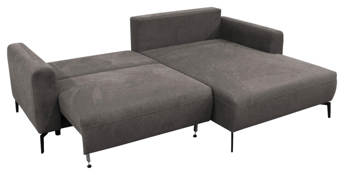 ECKSOFA Braun Flachgewebe  - Schwarz/Braun, Design, Textil/Metall (240/163cm) - MID.YOU