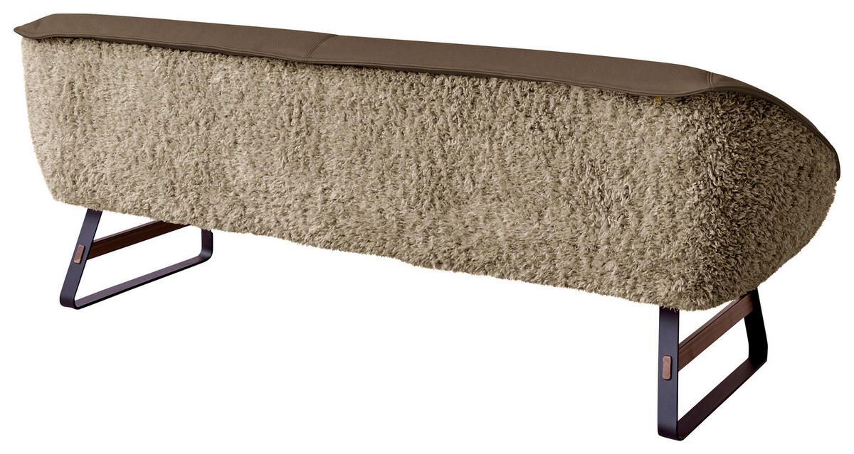 SITZBANK Textil, Leder Blaugrau  - Blaugrau/Schwarz, Design, Leder/Holz (229/88/80cm) - Koinor