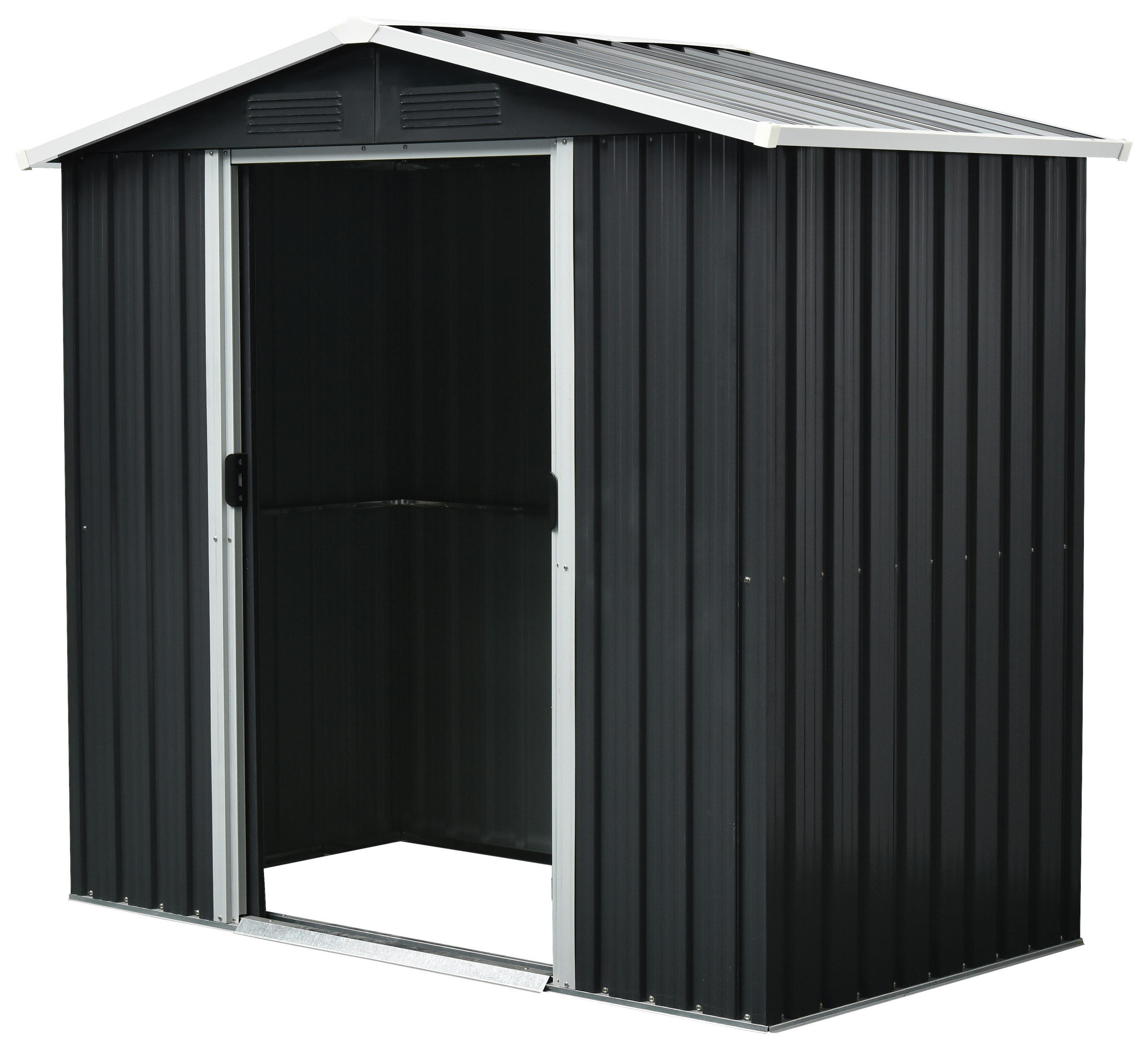 GERÄTEHAUS 194/184/110 cm  - Anthrazit/Weiß, Basics, Metall (194/184/110cm)