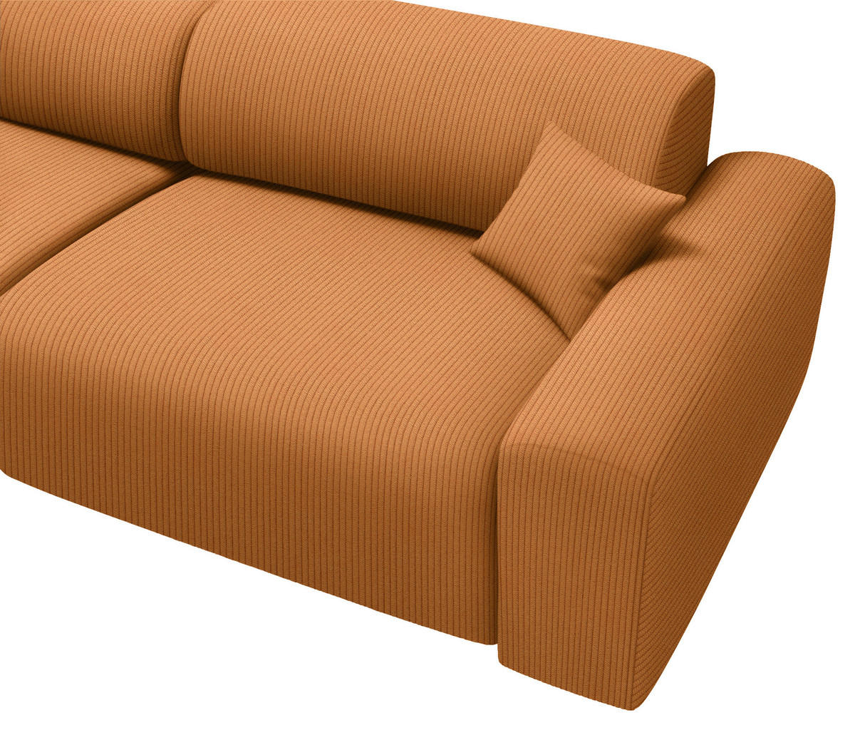 ECKSOFA in Velours, Feincord Rostfarben  178/292 cm  - Rostfarben/Schwarz, Design, Kunststoff/Textil (178/292cm) - home24