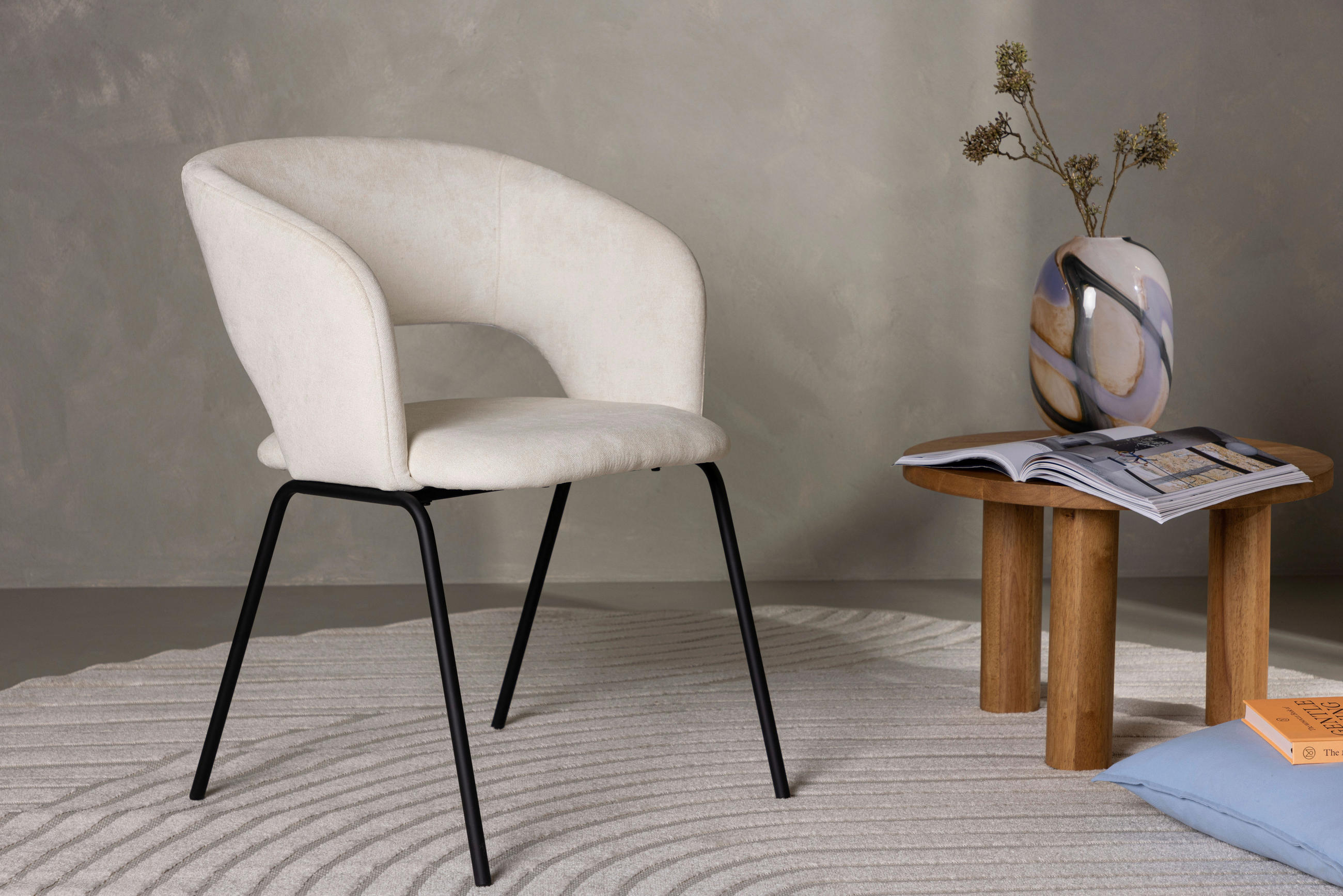 STOLSET 2 styck stål textilväv  - vit/svart, Design, metall/textil (66/86/66cm) - Livetastic