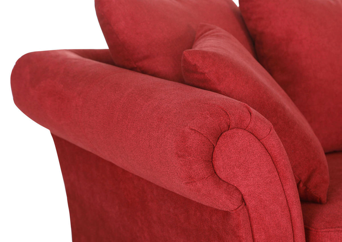 BIGSOFA in Flachgewebe Rot  - Dunkelbraun/Rot, KONVENTIONELL, Holz/Textil (270/80/110cm) - Livetastic