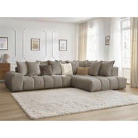 ECKSOFA Ottomane rechts  EVEREST Taupe Struktur  - Taupe/Schwarz, MODERN, Kunststoff/Textil (352/210cm)