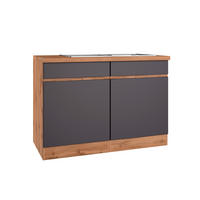 SPÜLENUNTERSCHRANK 120/86/60 cm  in Grau, Eiche Wotan  - Eiche Wotan/Grau, Design, Holzwerkstoff (120/86/60cm) - Held