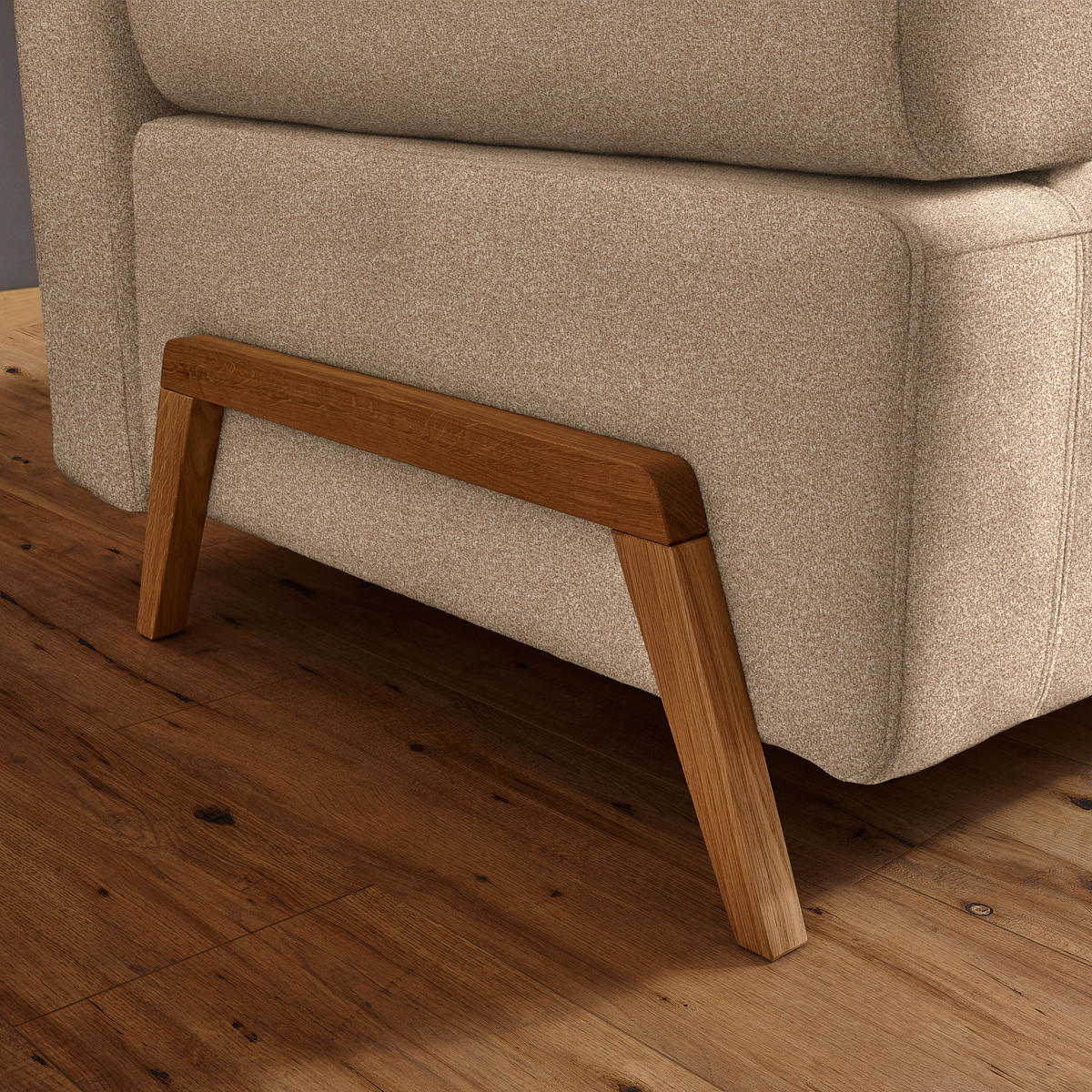 SCHLAFSOFA Bouclé Hellbraun  - Hellbraun/Naturfarben, Design, Holz/Textil (211/88/102cm) - Niels Andersson