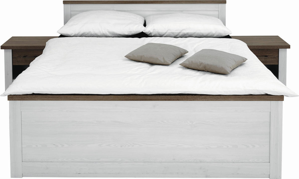 SET KREVETA I NOĆNIH ORMARIĆA   180/200 cm   bijela, boje tartuf hrasta  - bijela/boje tartuf hrasta, Design, drvni materijal (180/200cm) - Carryhome