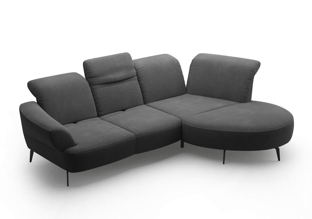 ECKSOFA in Mikrofaser Dunkelgrau  313/208 cm  - Dunkelgrau/Schwarz, MODERN, Textil/Metall (313/208cm) - Sit & More