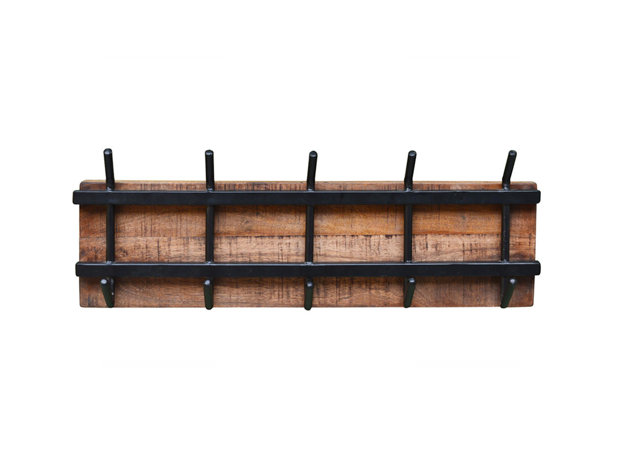GARDEROBENLEISTE Mangoholz massiv Braun, Schwarz  - Schwarz/Braun, Basics, Holz/Metall (70/25/12,5cm) - Livetastic