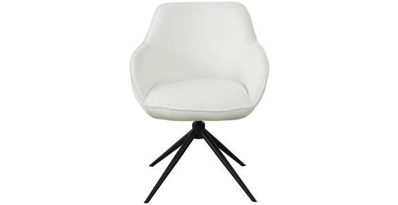 ARMLEHNSTUHL in Eisen Leinenoptik - Creme/Schwarz, Design, Textil/Metall (64/84/61cm) - Novel