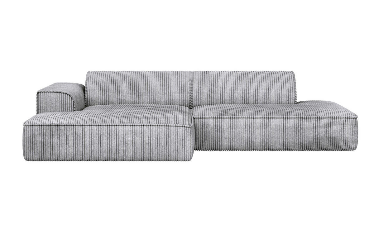 ECKSOFA BILLUND Hellgrau Cord Nierenkissen  - Hellgrau/Schwarz, KONVENTIONELL, Kunststoff/Textil (294/165cm) - Livetastic