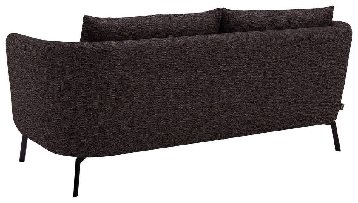 2,5-SITZER  in Flachgewebe Dunkelbraun  - Dunkelbraun/Schwarz, Design, Textil/Metall (190/71/91cm) - Schöner Wohnen