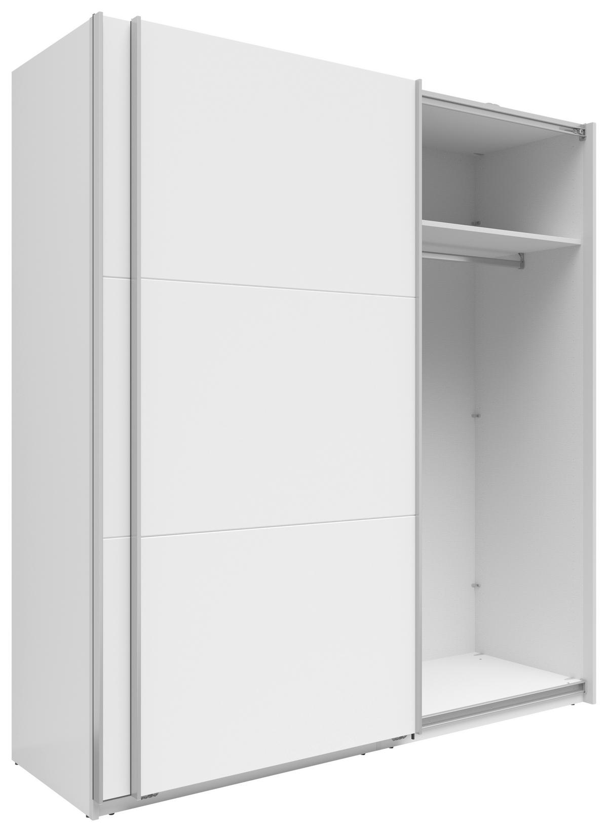 SCHWEBETÜRENSCHRANK 200/216/64 cm 2-türig Weiß  - Silberfarben/Weiß, Basics, Holzwerkstoff/Metall (200/216/64cm) - Boxxx