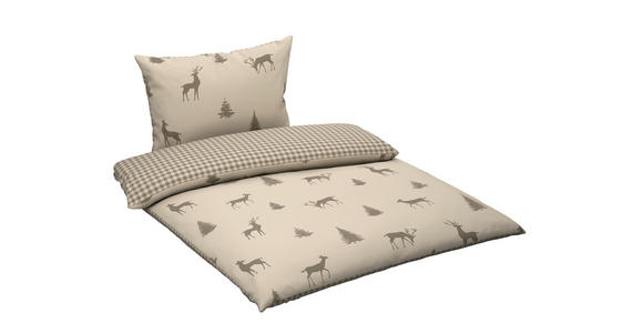 WENDEBETTWÄSCHE 2-teilig Flanell 140/200 cm  - Taupe, KONVENTIONELL, Textil (140/200cm) - Esposa