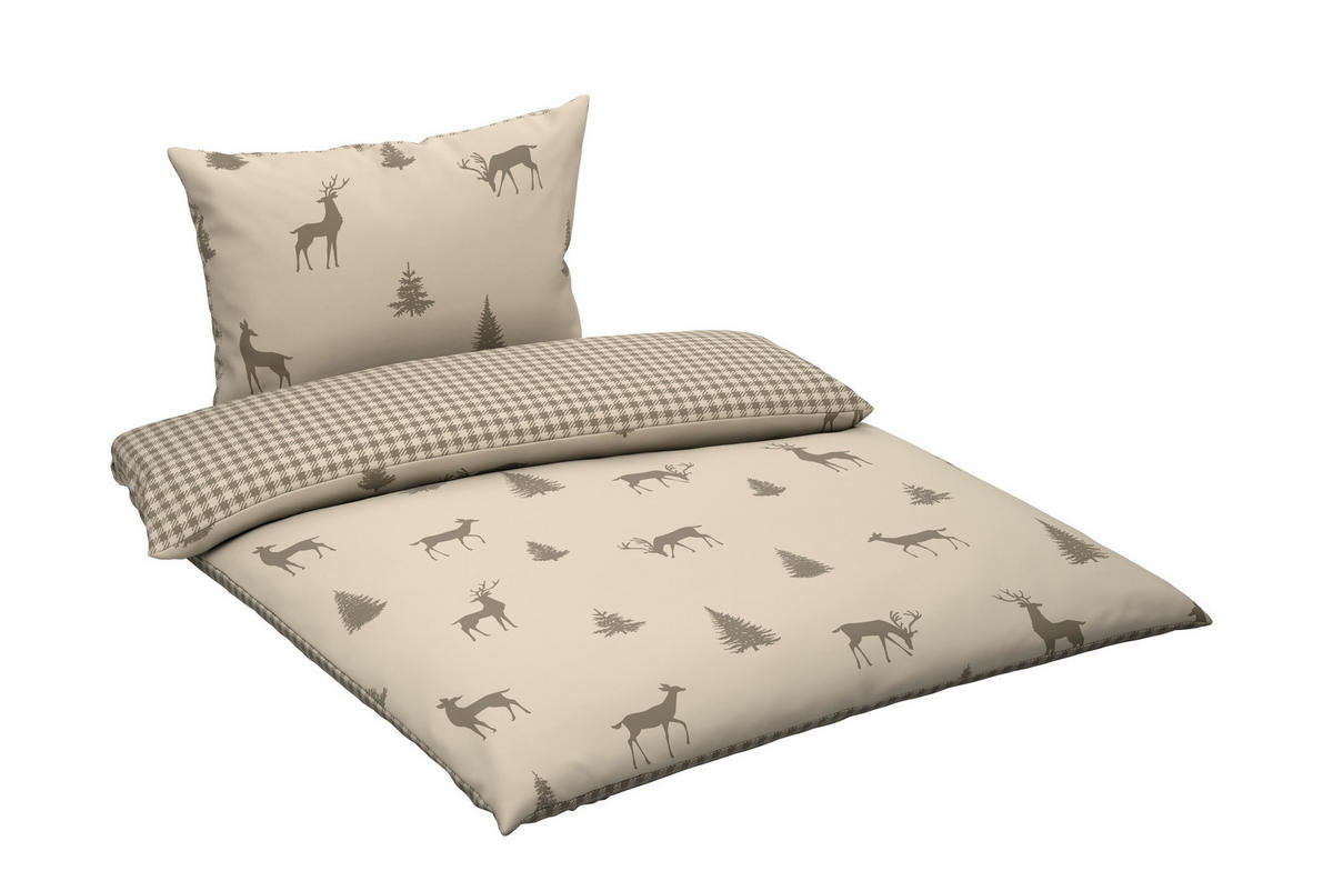 WENDEBETTWÄSCHE 2-teilig Flanell 140/200 cm  - Taupe, KONVENTIONELL, Textil (140/200cm) - Esposa