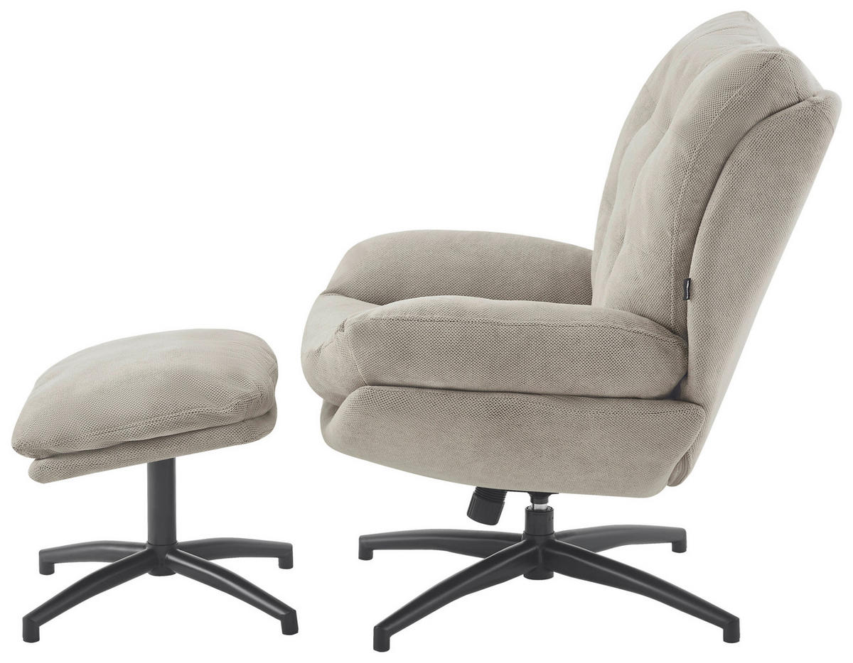 RELAXSESSELSET Webstoff Hocker    - Taupe/Schwarz, Design, Textil/Metall (75/97/88cm) - Carryhome