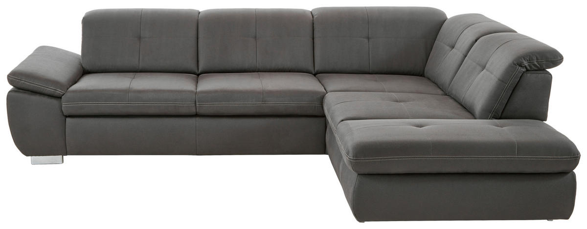 ECKSOFA Dunkelgrau Mikrofaser  - Dunkelgrau/Beige, Design, Textil/Metall (318/260cm) - Beldomo Speed