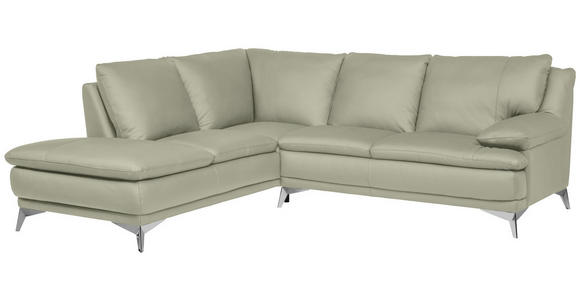 ECKSOFA Taupe Echtleder  - Taupe/Chromfarben, Design, Leder/Metall (224/252cm) - Novel
