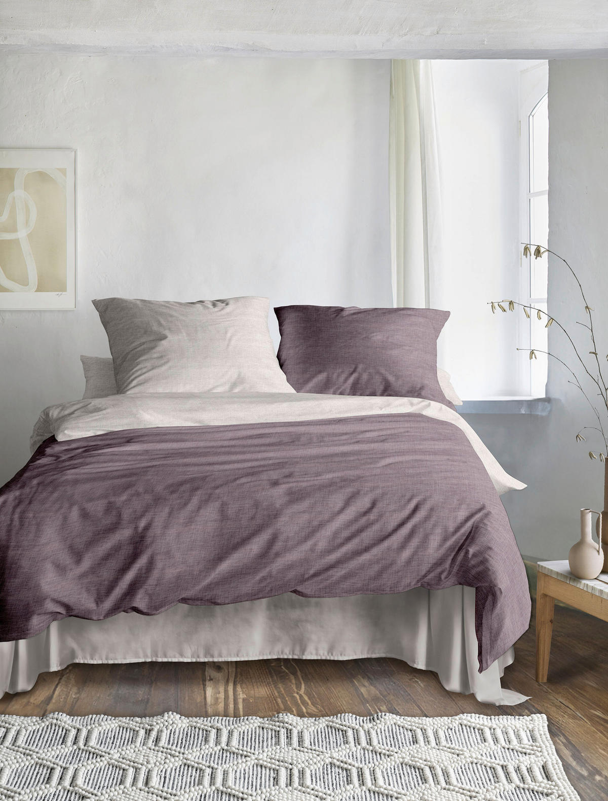 WENDEBETTWÄSCHE Makosatin 140/200 cm  - Mauve, KONVENTIONELL, Textil (140/200cm) - Irisette