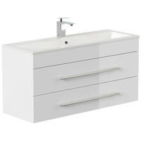 WASCHTISCHKOMBI 100 cm  - Weiß Hochglanz/Silberfarben, MODERN, Keramik/Holzwerkstoff (100cm) - MID.YOU