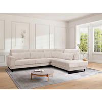 ROHOVÁ SEDAČKA, textil, kompozitní dřevo, béžová - černá/béžová, Konvenční, kov/kompozitní dřevo (284/253cm) - Livetastic